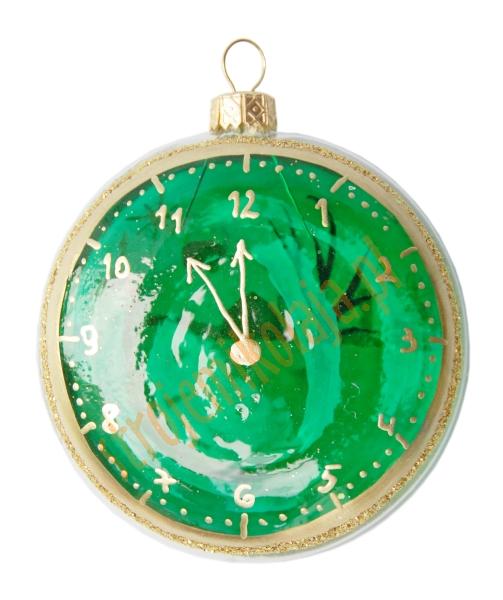 bombka zegar zielony, zielony cyferblat
