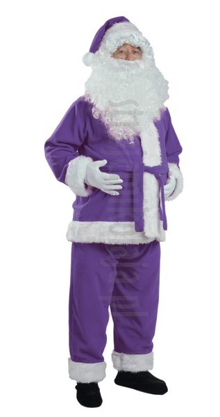 fioletowy strój Mikołaja z polaru - kurtka, spodnie, czapka