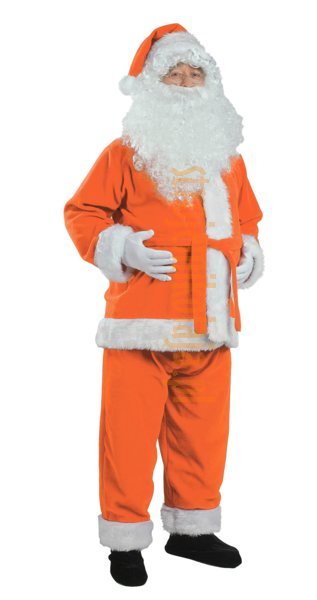 pomarańczowy strój Mikołaja z polaru - kurtka, spodnie, czapka
