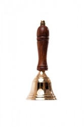 dzwoneczek mosiężny z drewnianą rączką, dzwonek Mikołaja mały
