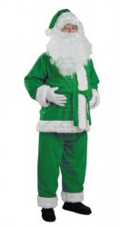 zielony strój Mikołaja z polaru - kurtka, spodnie, czapka