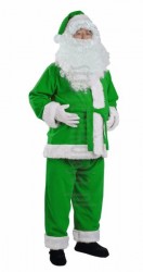zielony strój Mikołaja z polaru - kurtka, spodnie, czapka