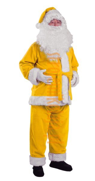 żółty strój Mikołaja z polaru - kurtka, spodnie, czapka